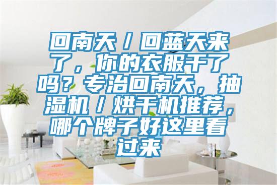 回南天／回藍(lán)天來了，你的衣服干了嗎？專治回南天，抽濕機(jī)／烘干機(jī)推薦，哪個(gè)牌子好這里看過來